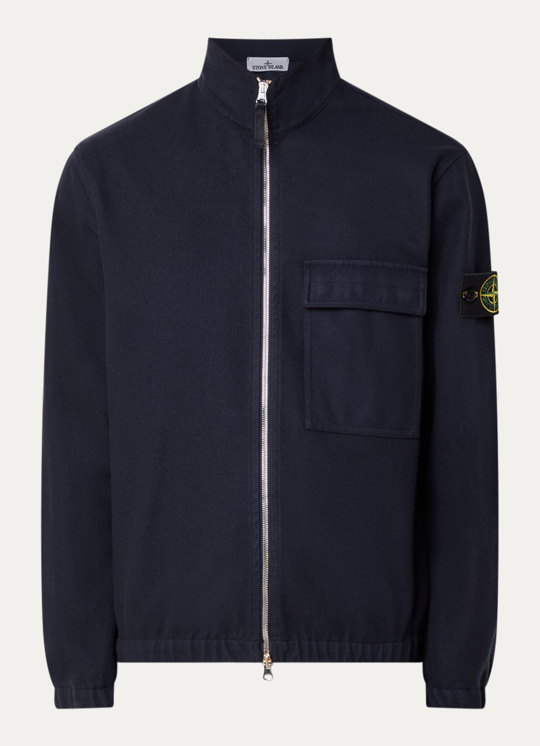 Stone Island S0451 overshirt in wolblend met borstzak - voorkant 4 donkerblauw