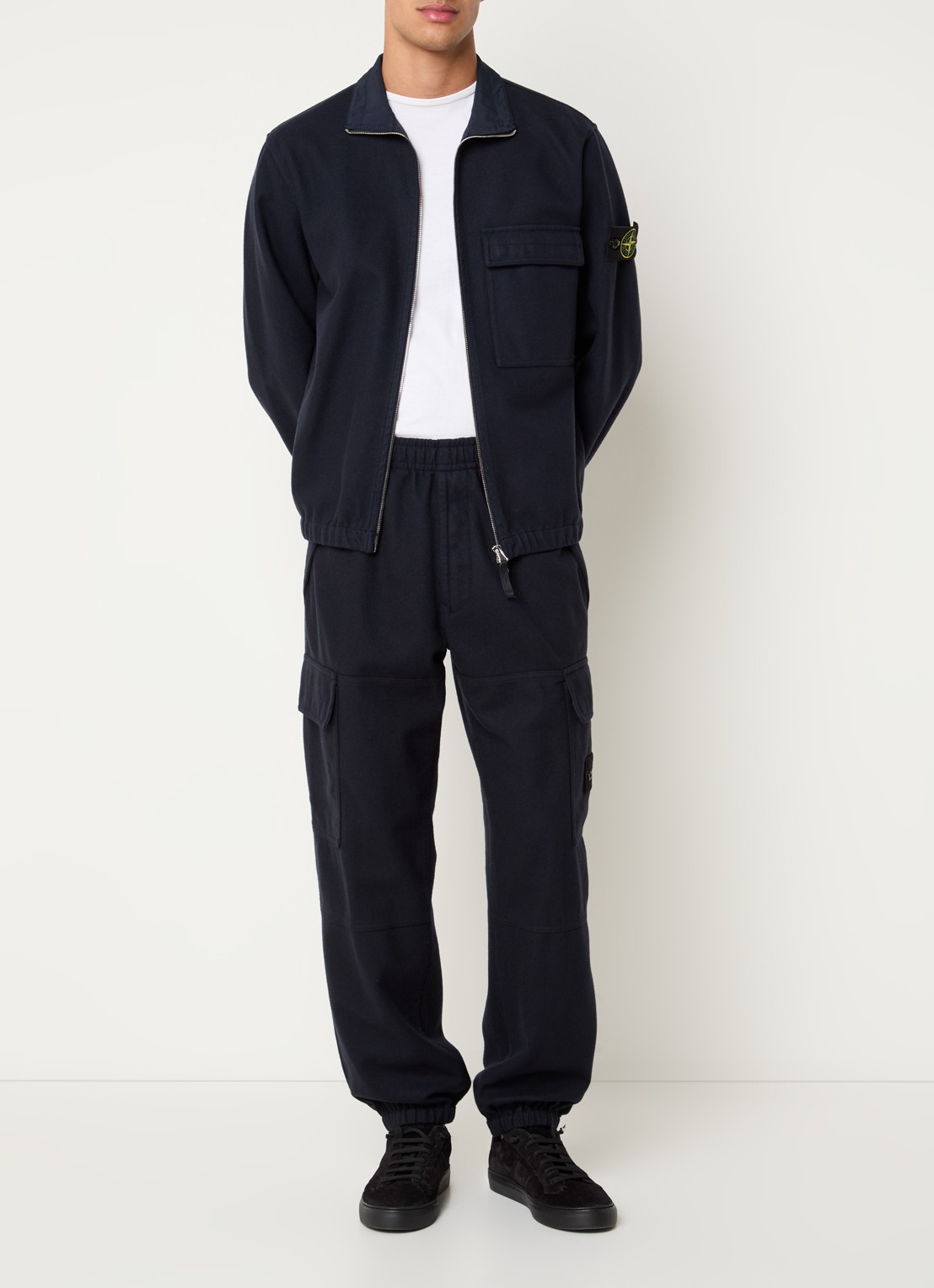 Stone Island S0451 tapered fit joggingbroek met steekzakken - voorkant 5 donkerblauw