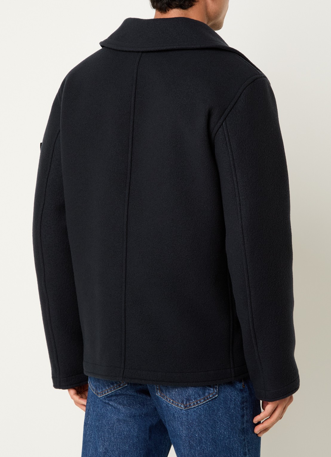 Stone Island S0453 mantel in kasjmierblend met logo - achterkant 4 donkerblauw