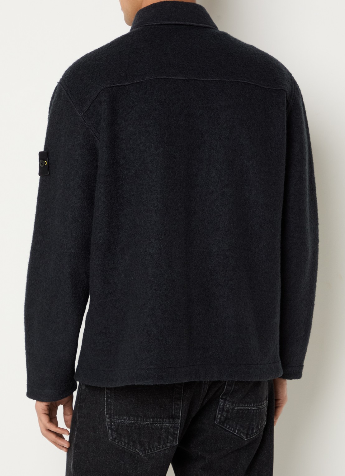 Stone Island S0461 overshirt in wolblend met logo - achterkant 3 donkerblauw