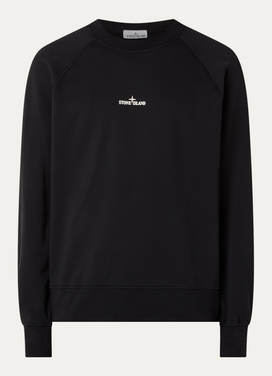 Stone Island S0466 sweater met logo- en backprint - voorkant 4 zwart
