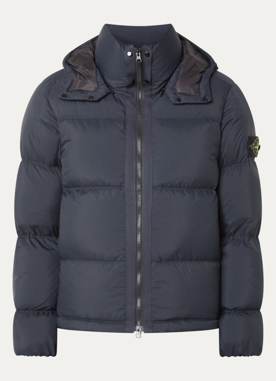 Stone Island S0483 puffer jack met donsvulling en afneembare capuchon - voorkant donkerblauw