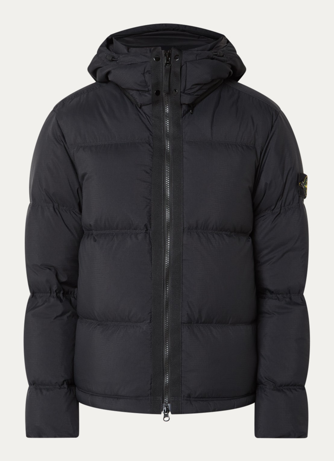 Stone Island S0483 puffer jacket met donsvulling en afneembare capuchon - voorkant 2 zwart