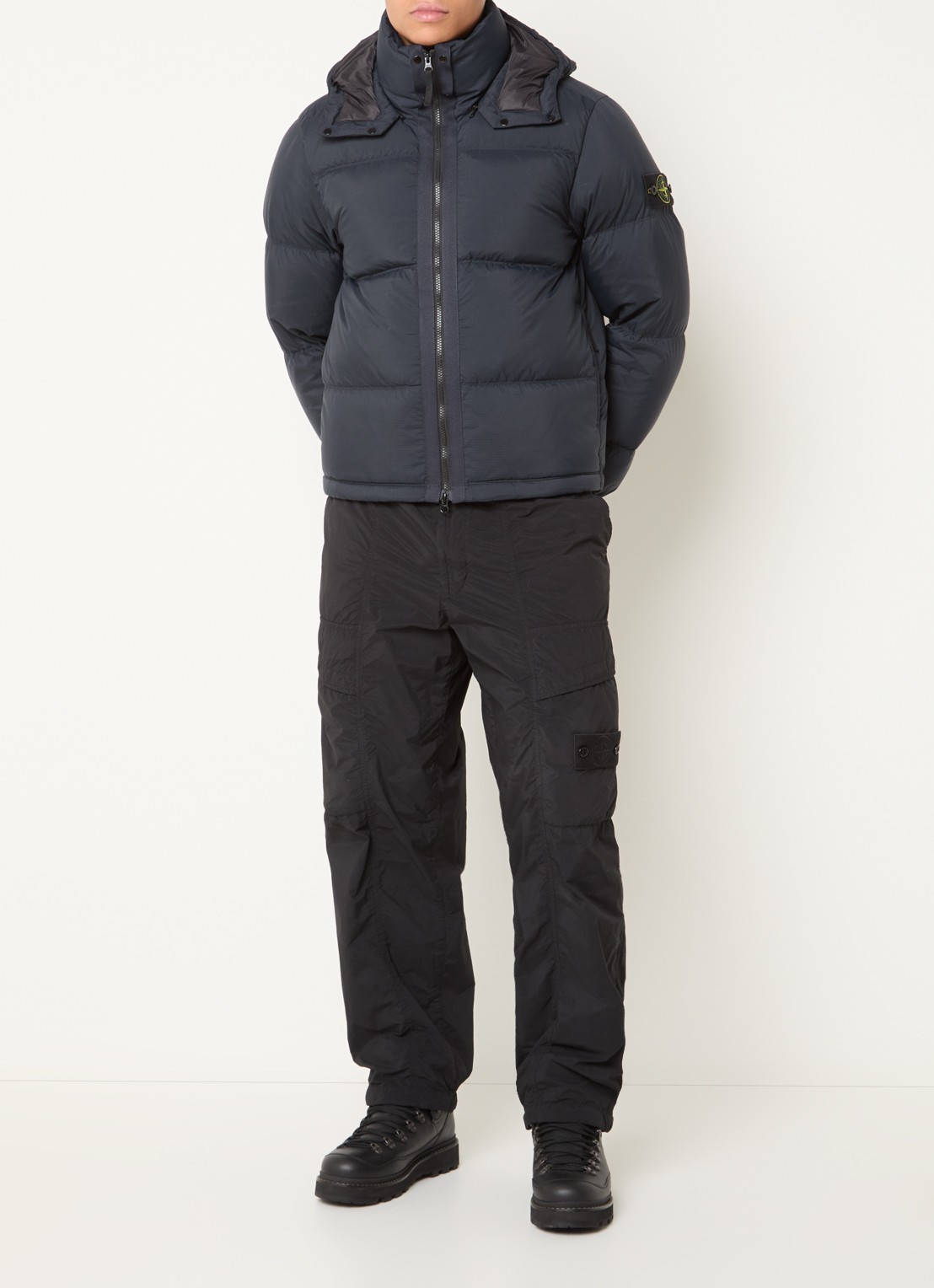 Stone Island S0483 puffer jacket met donsvulling en afneembare capuchon - voorkant 6 donkerblauw
