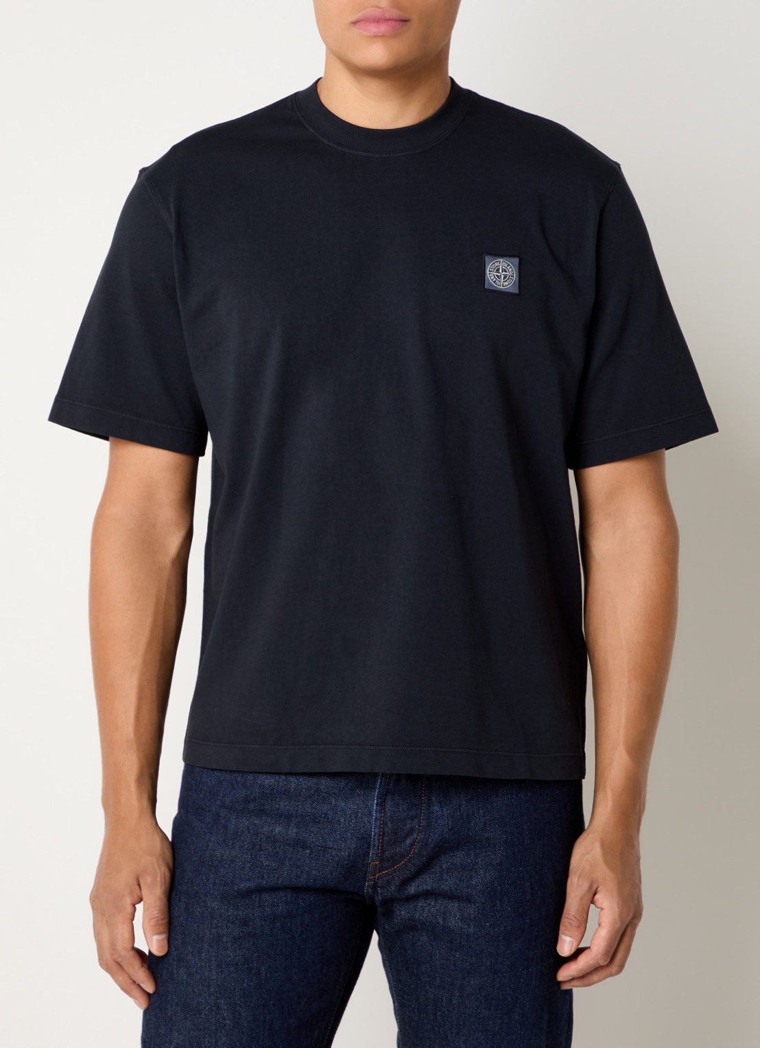 Stone Island S0500 T-shirt met logo - detail donkerblauw