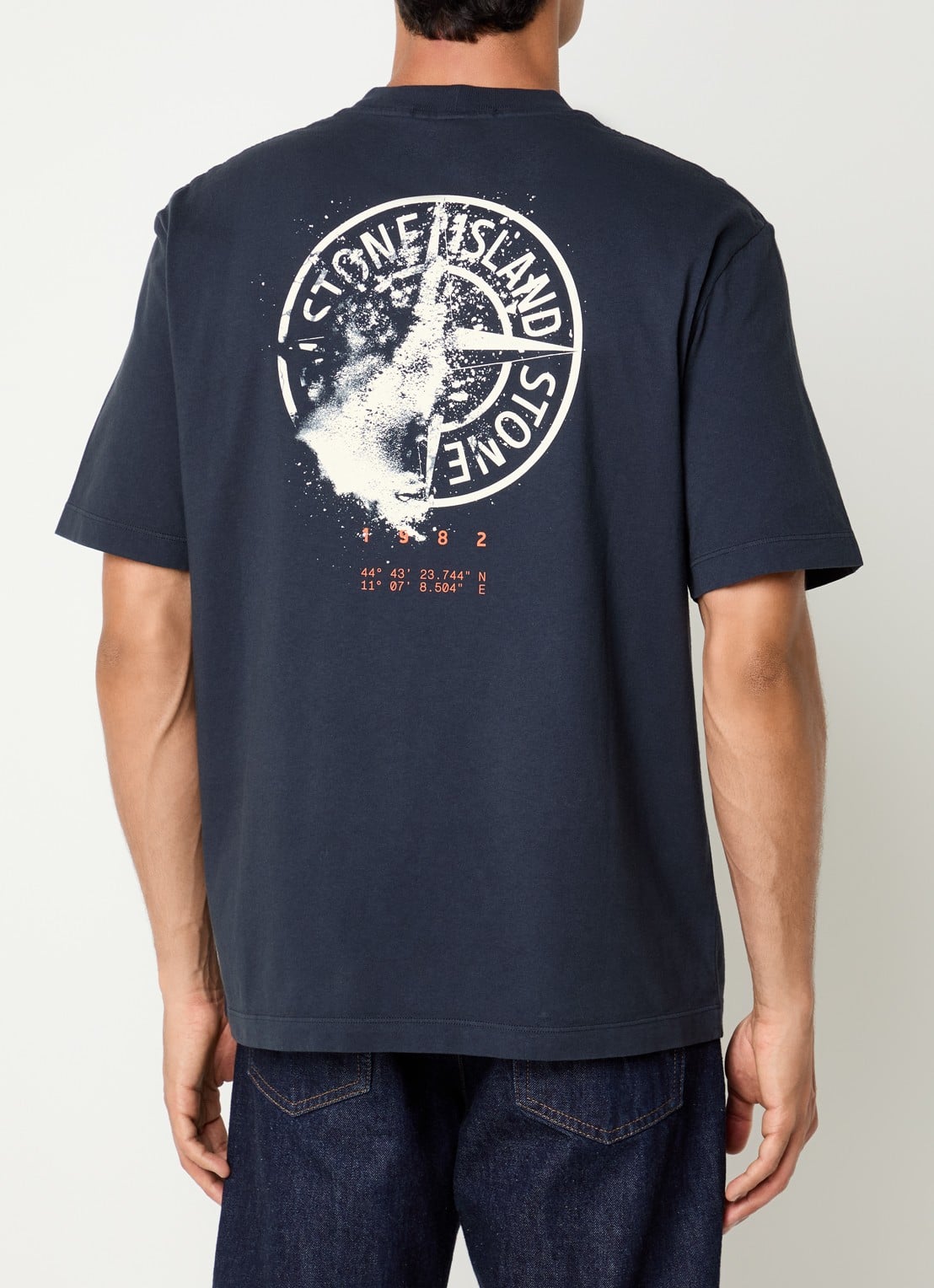 Stone Island S0534 T-shirt met logo- en backprint - detail 4 donkerblauw
