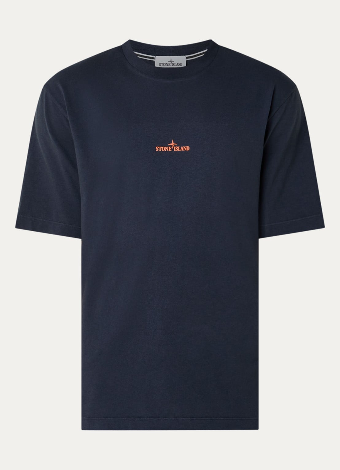 Stone Island S0534 T-shirt met logo- en backprint - voorkant donkerblauw