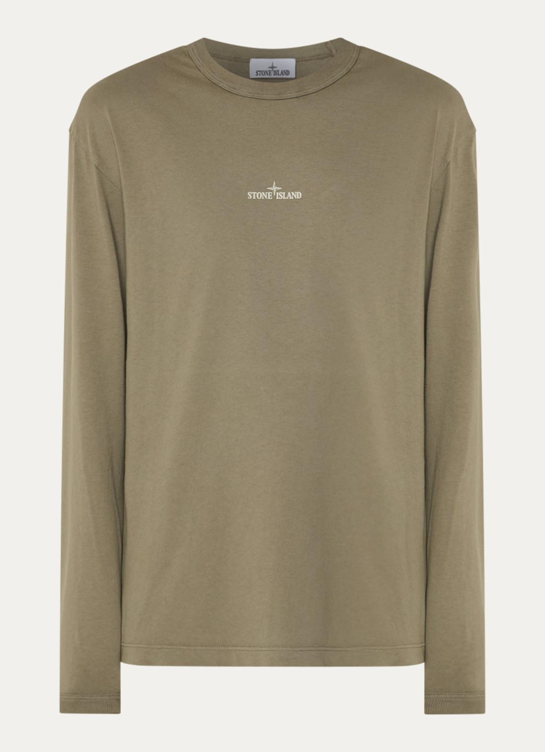 Stone Island S0535 longsleeve met logoprint - voorkant lindegroen