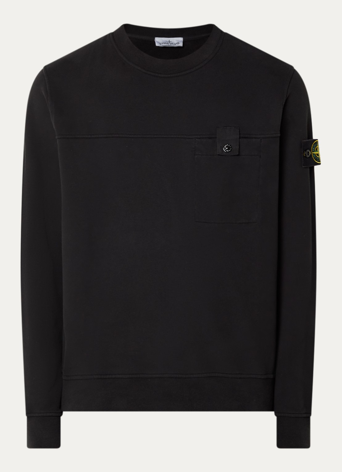 Stone Island S0A20 sweater met logo en borstzak - voorkant 3 zwart