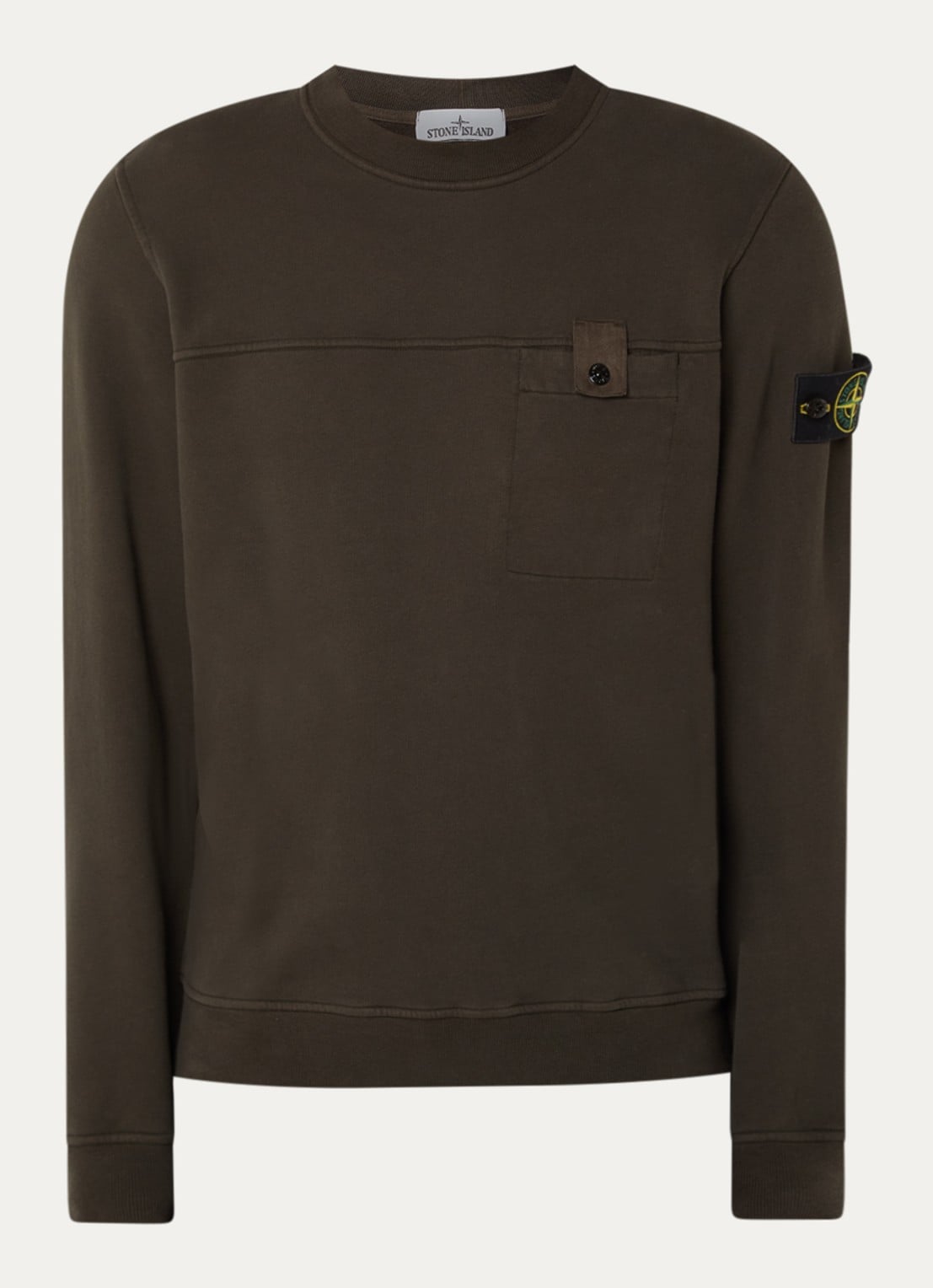 Stone Island S0A20 sweater met logo en borstzak - voorkant 4 bruin