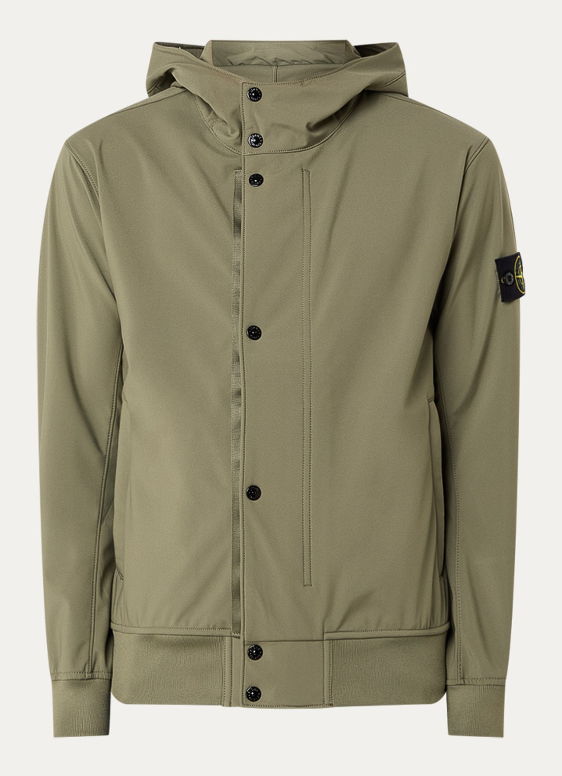 Stone Island S0A22 jack met capuchon en logo - voorkant 4 mosgroen