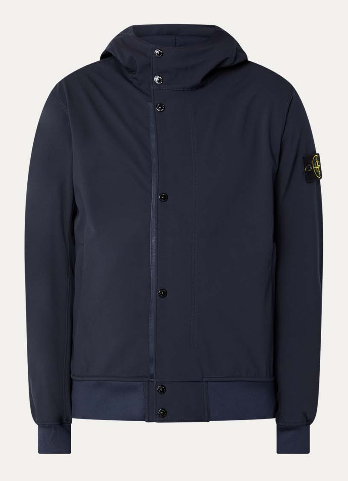 Stone Island S0A22 jack met capuchon en logo - voorkant 4 donkerblauw