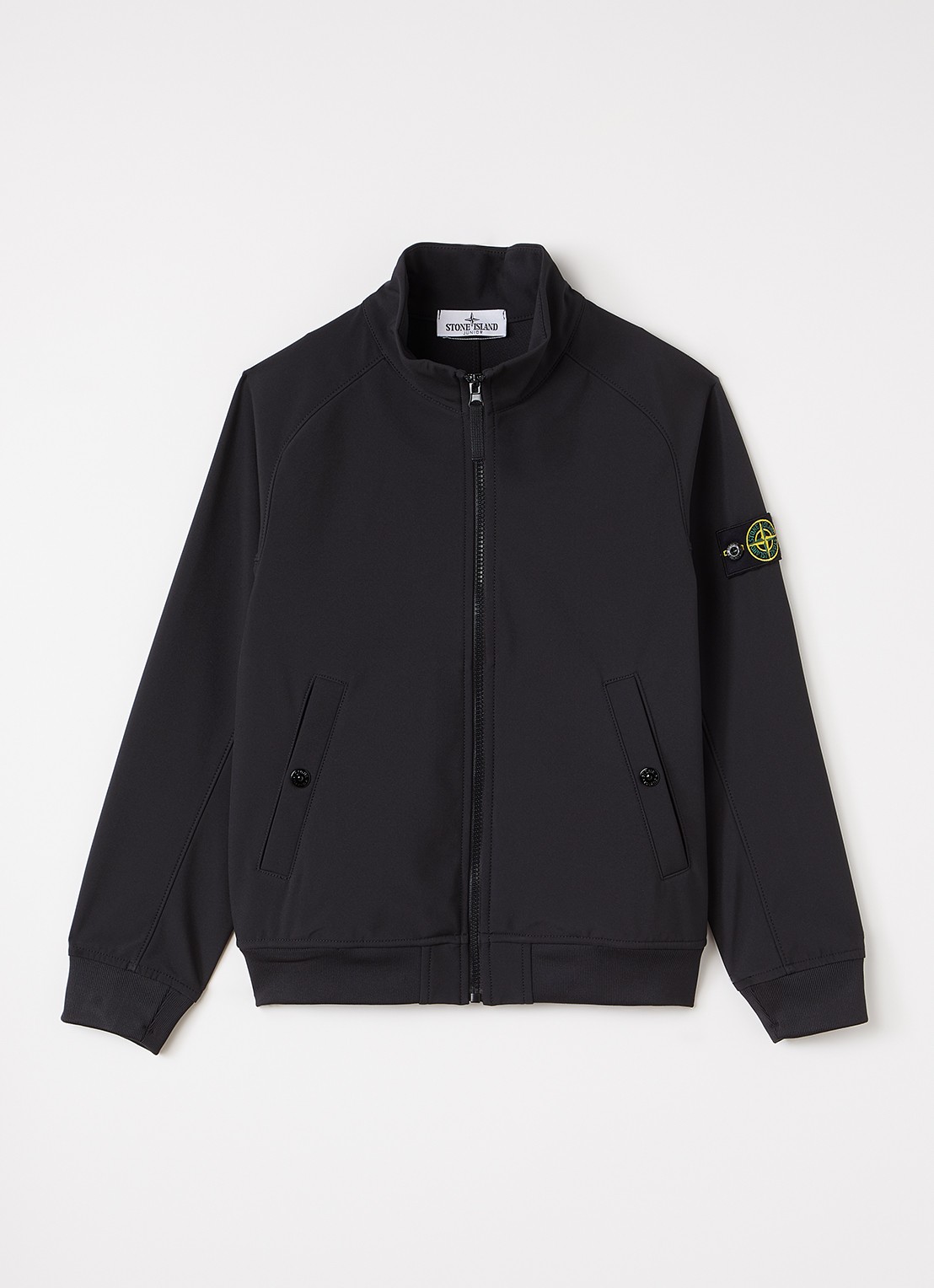 Stone Island S0A22 softshell bomberjack met steekzakken - voorkant zwart