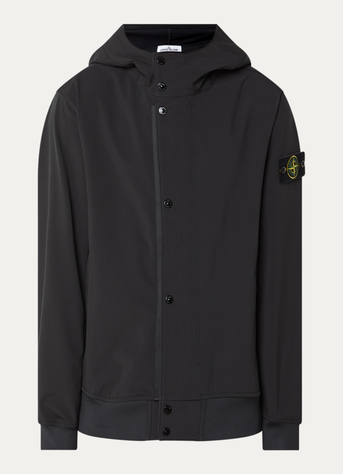 Stone Island S0A22 softshell jack met capuchon en ritszakken - voorkant 5 zwart