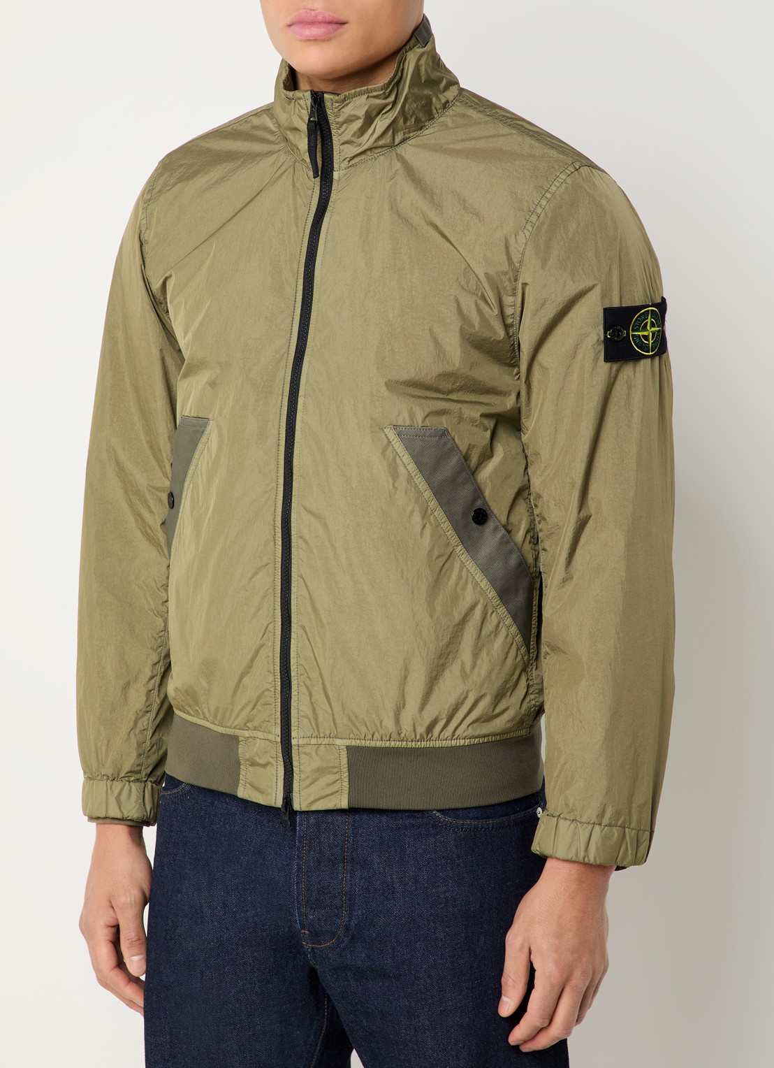Stone Island S0A23 bomberjack met opstaande kraag - detail 4 mosgroen