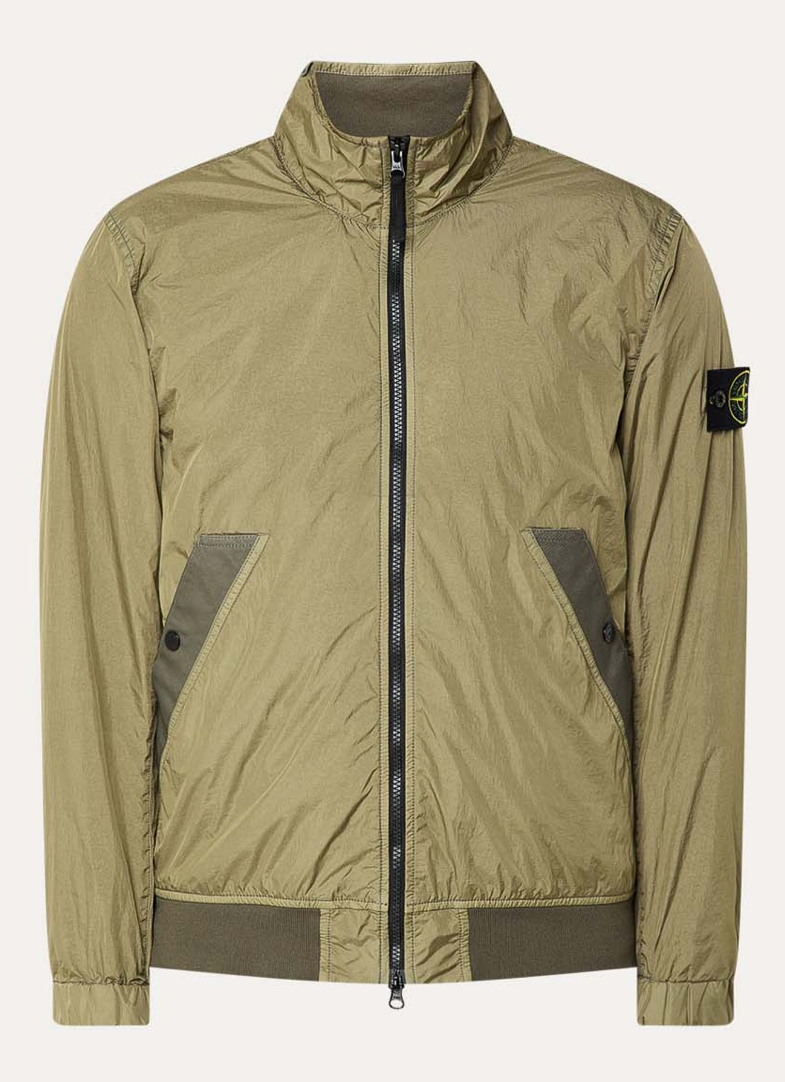 Stone Island S0A23 bomberjack met opstaande kraag - voorkant 2 mosgroen