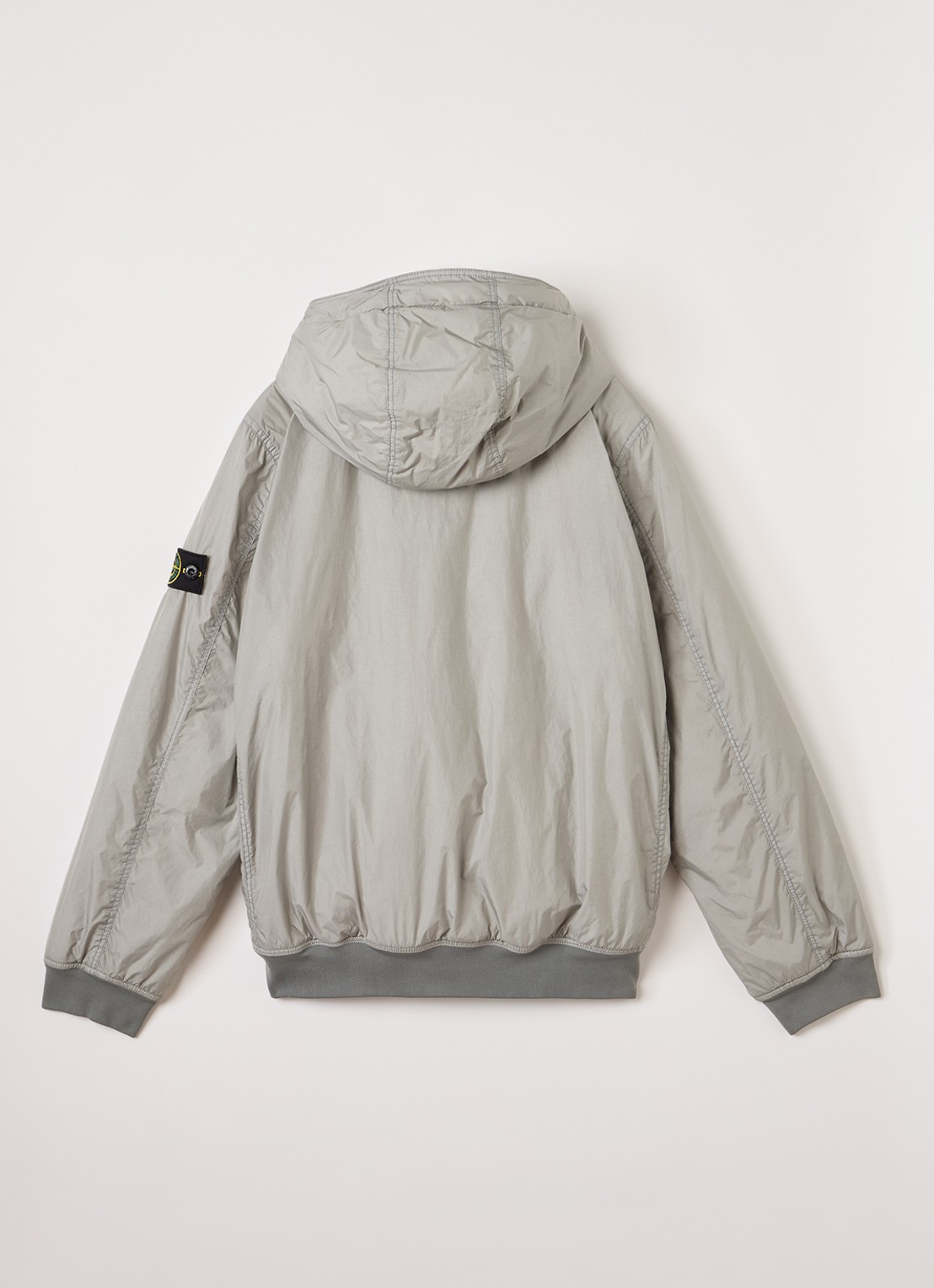 Stone Island S0A23 gewatteerd bomberjack met capuchon - achterkant grijs