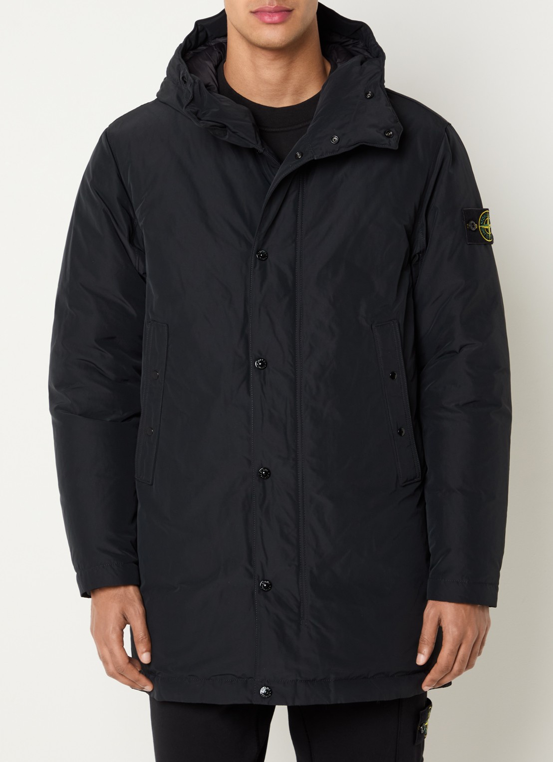 Stone Island S0A26 gewatteerd jack met capuchon - detail zwart