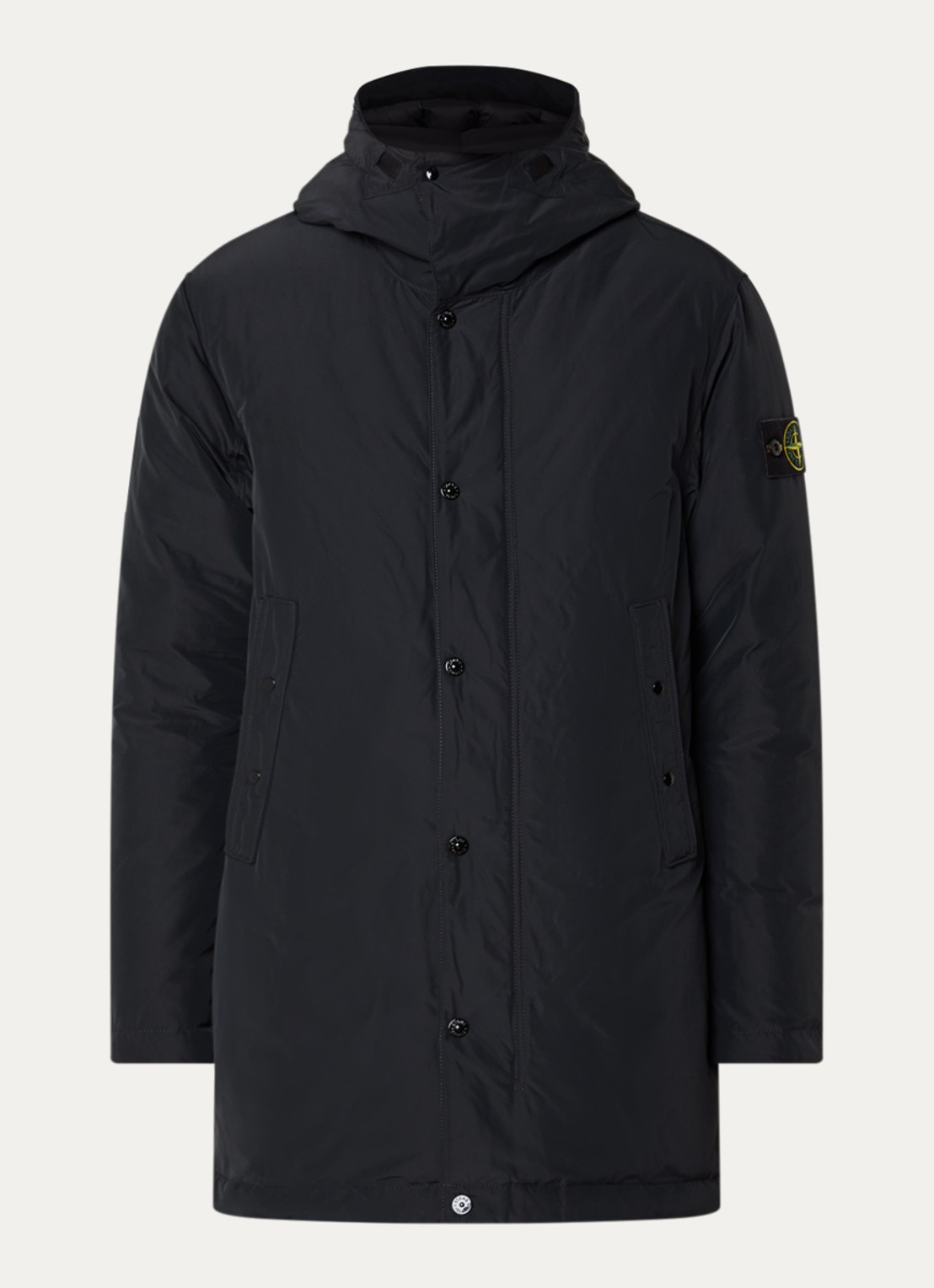 Stone Island S0A26 gewatteerd jack met capuchon - voorkant 5 zwart