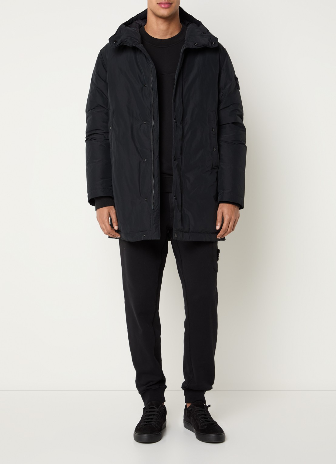 Stone Island S0A26 gewatteerd jack met capuchon - voorkant 6 zwart