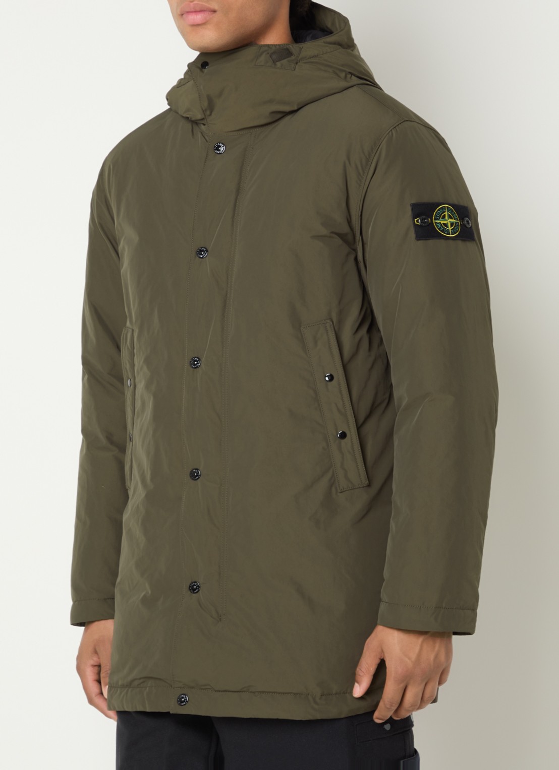 Stone Island S0A26 gewatteerd jack met capuchon - detail bronsgroen
