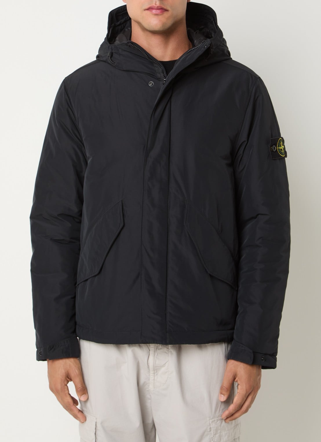 Stone Island S0A26 gewatteerde parka met capuchon en steekzakken - detail 4 zwart