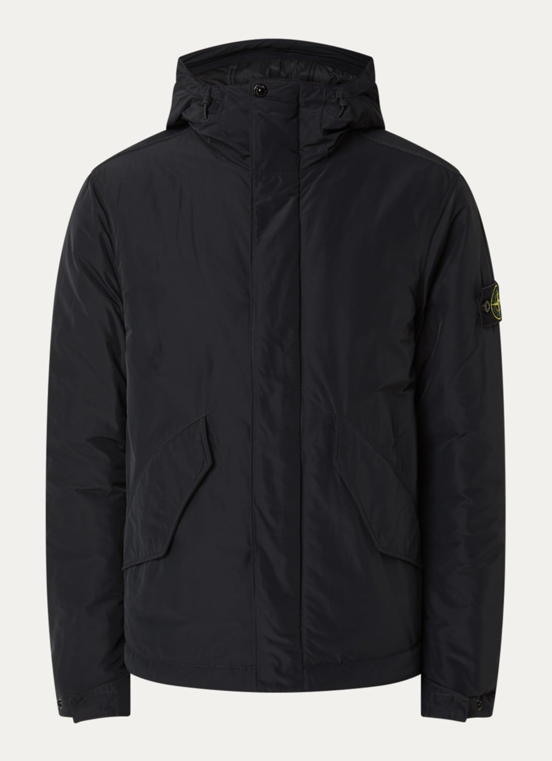 Stone Island S0A26 gewatteerde parka met capuchon en steekzakken - voorkant 2 zwart
