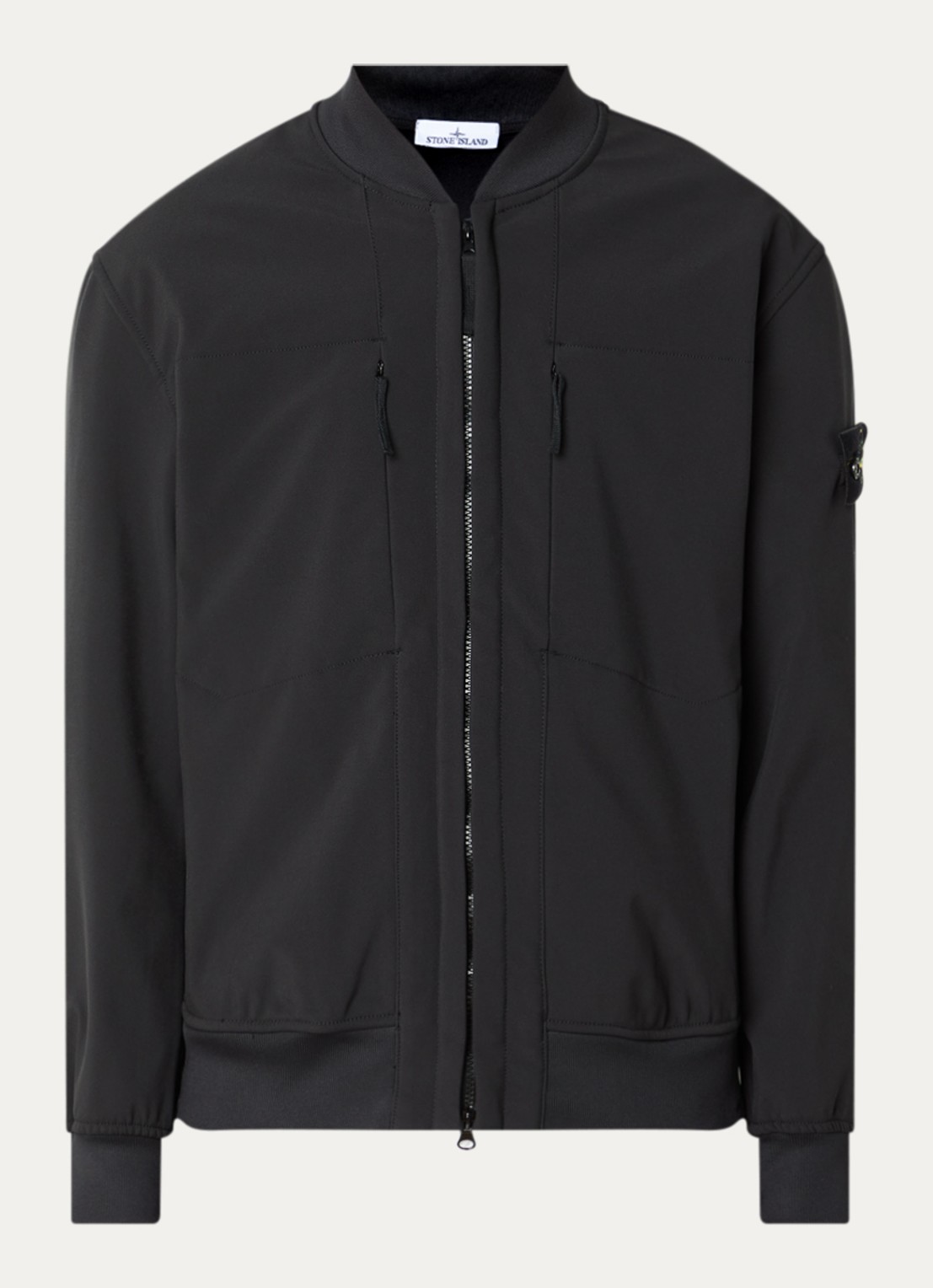 Stone Island S0B22 jack met logo en steekzakken - voorkant 2 zwart