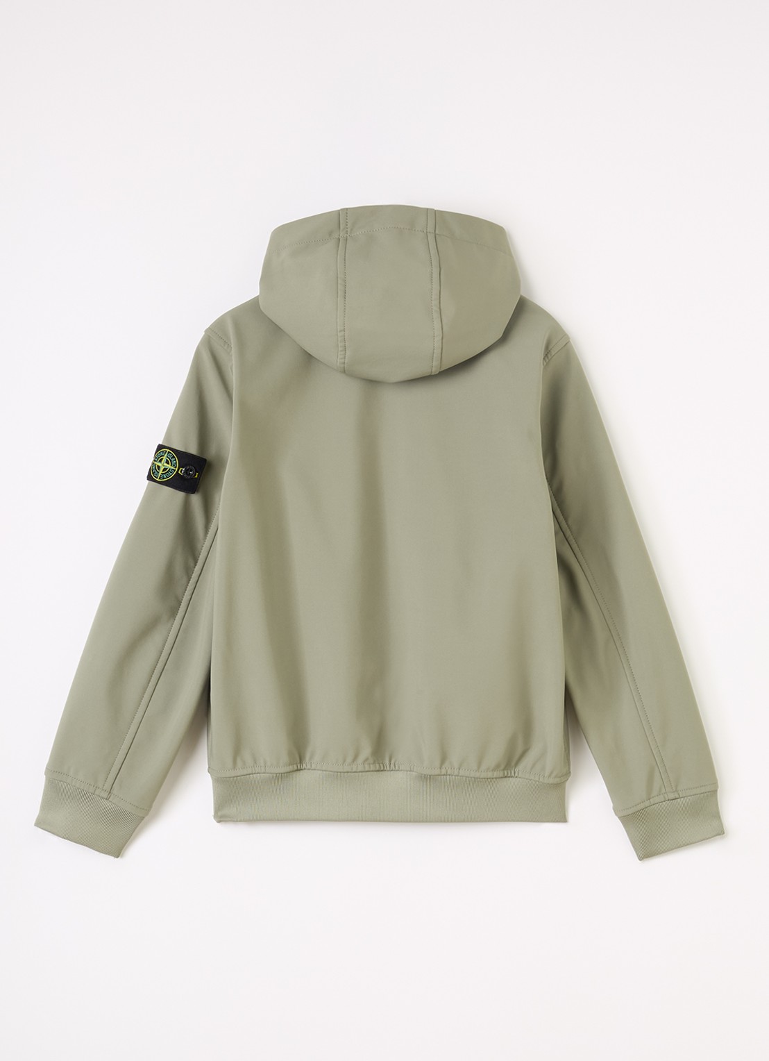 Stone Island S0B22 softshell jack met logo - achterkant olijfgroen