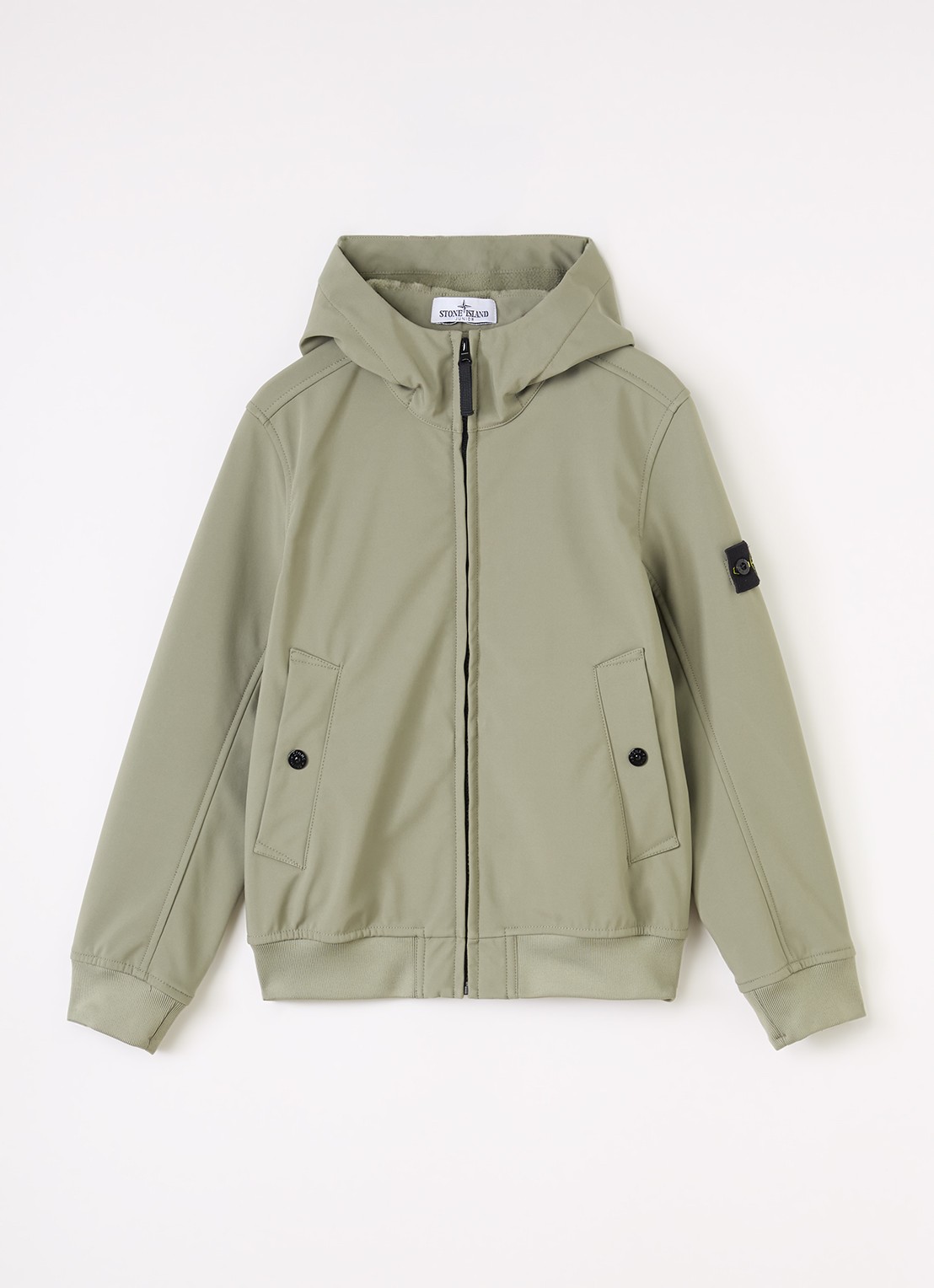 Stone Island S0B22 softshell jack met logo - voorkant 2 olijfgroen