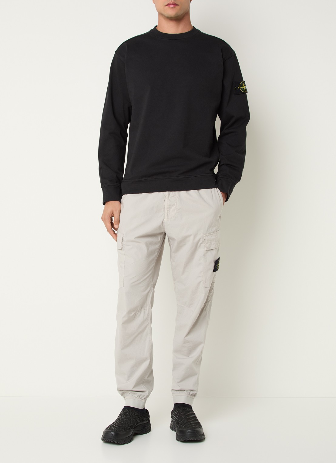 Stone Island S0B50 Longsleeve met logo - voorkant 4 zwart