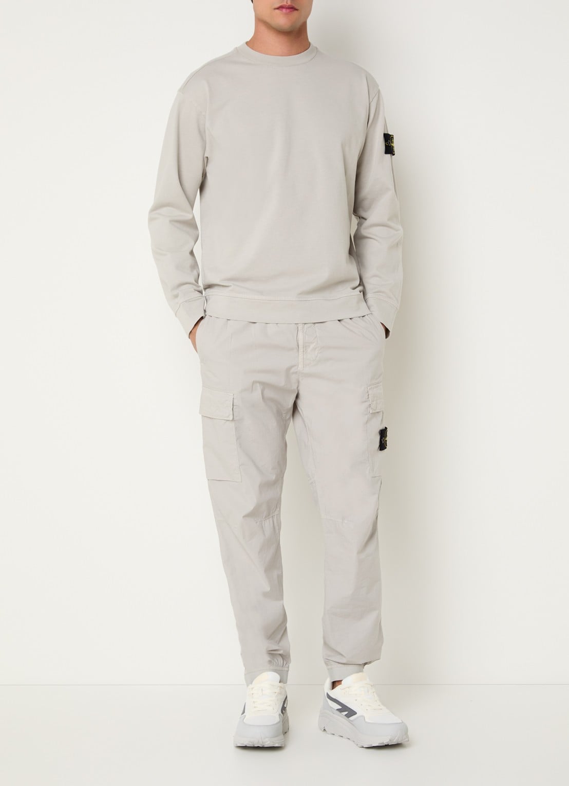 Stone Island S0B50 Longsleeve met logo - voorkant 2 lichtgrijs