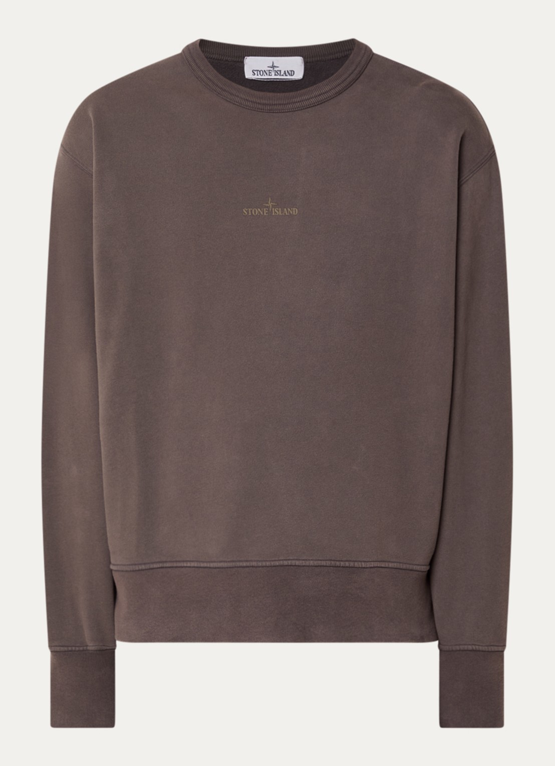 Stone Island S0E20 sweater met logoprint - voorkant 3 lichtbruin