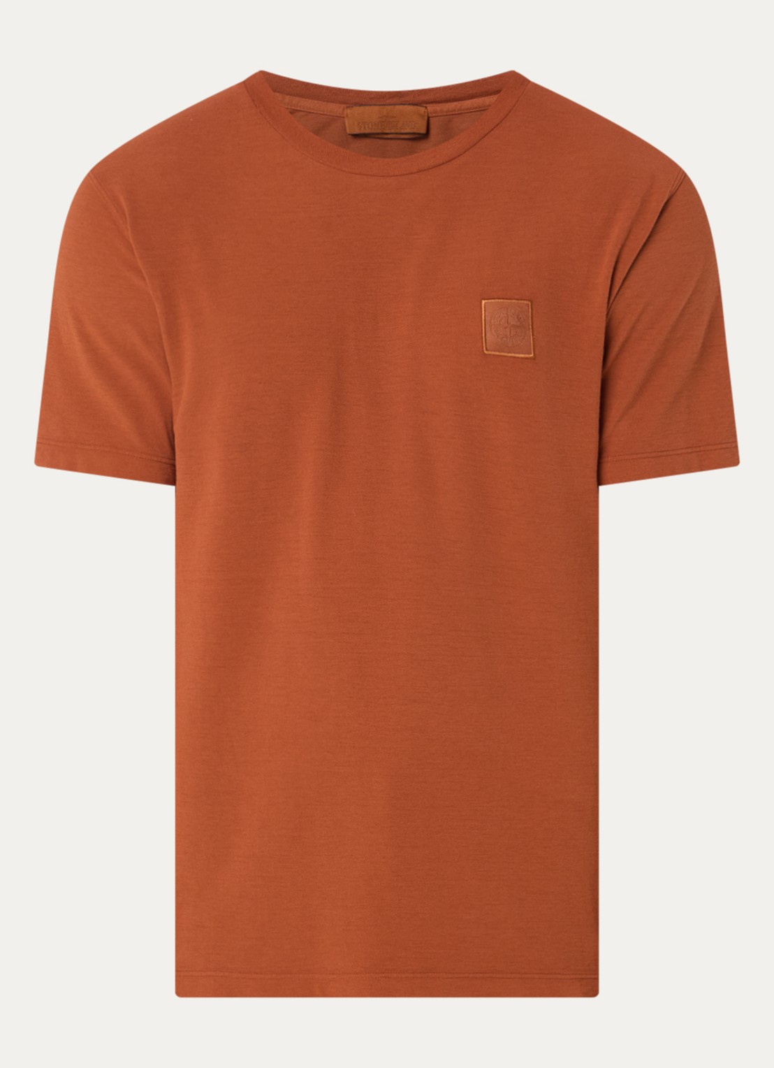 Stone Island S0F11 T-shirt met logo - voorkant 3 roodbruin