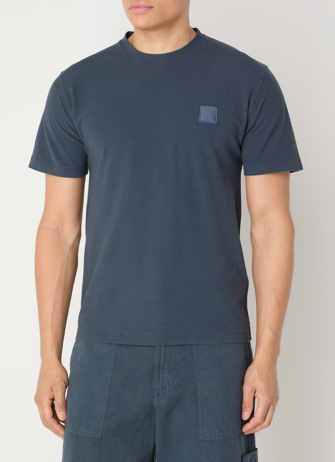 Stone Island S0F11 T-shirt met logoborduring - detail 4 indigo