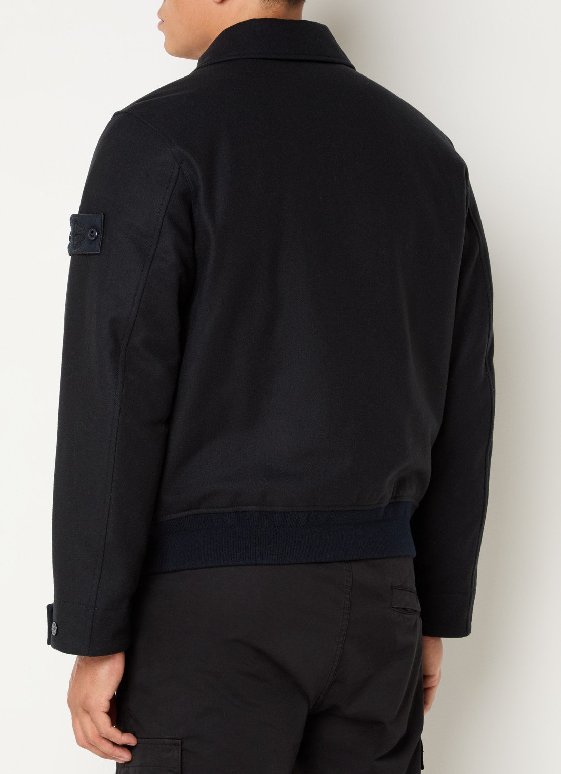 Stone Island S0F24 jack in wolblend met opgestikte zakken - achterkant 6 donkerblauw