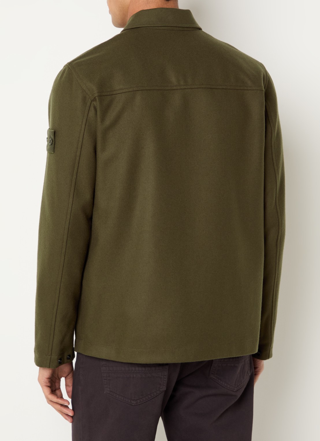 Stone Island S0F24 overshirt in wolblend - achterkant 5 legergroen