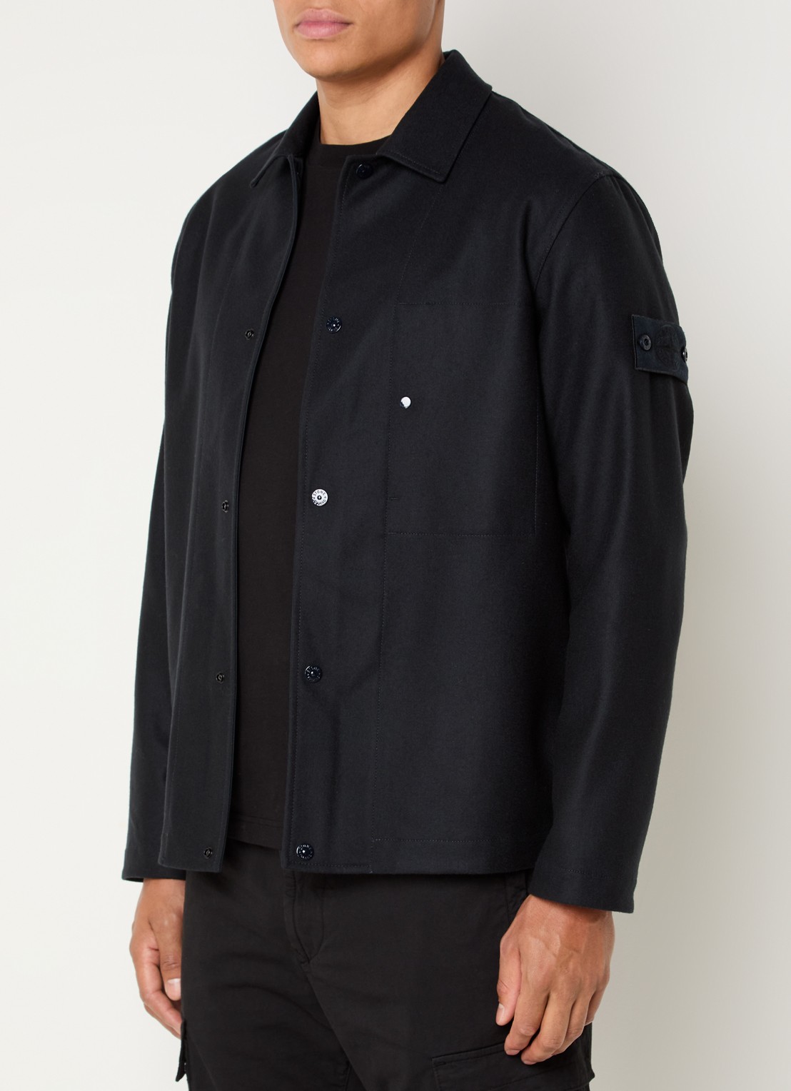 Stone Island S0F24 overshirt in wolblend - detail donkerblauw