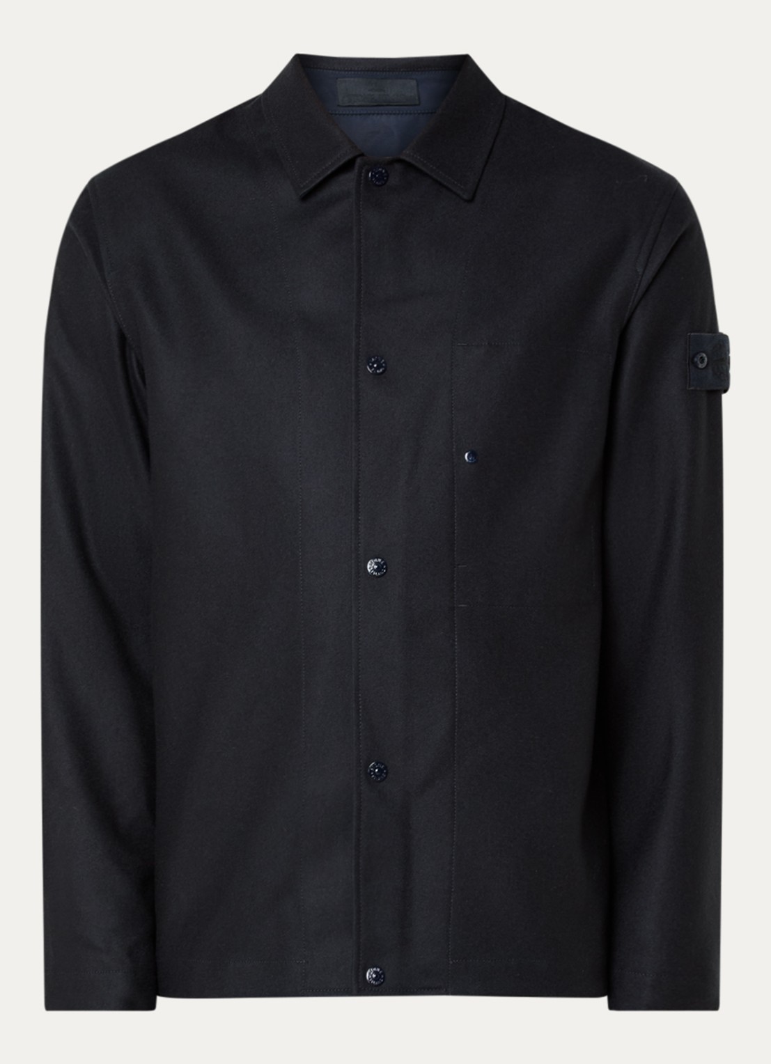 Stone Island S0F24 overshirt in wolblend - voorkant 4 donkerblauw