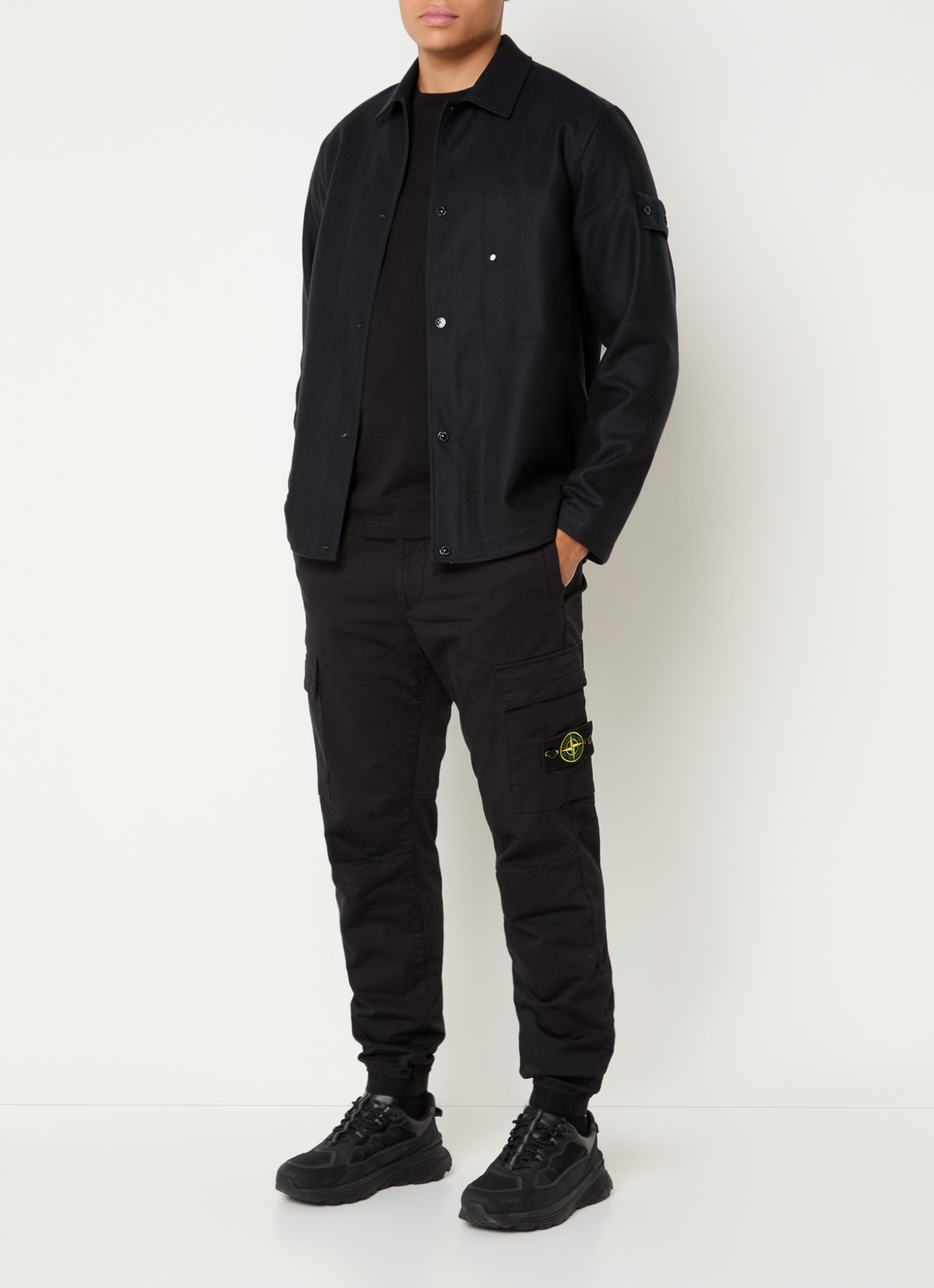 Stone Island S0F24 overshirt in wolblend - voorkant 5 donkerblauw
