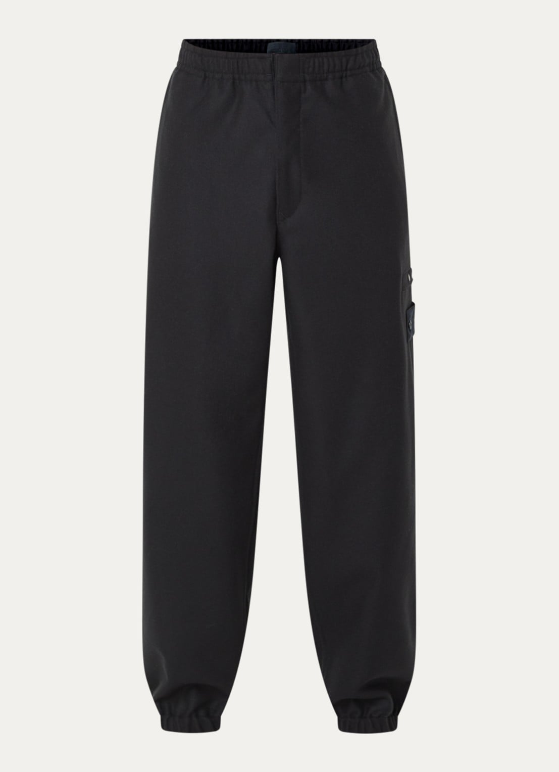 Stone Island S0F24 tapered fit cargobroek in scheerwolblend met klepzakken - voorkant 5 donkerblauw