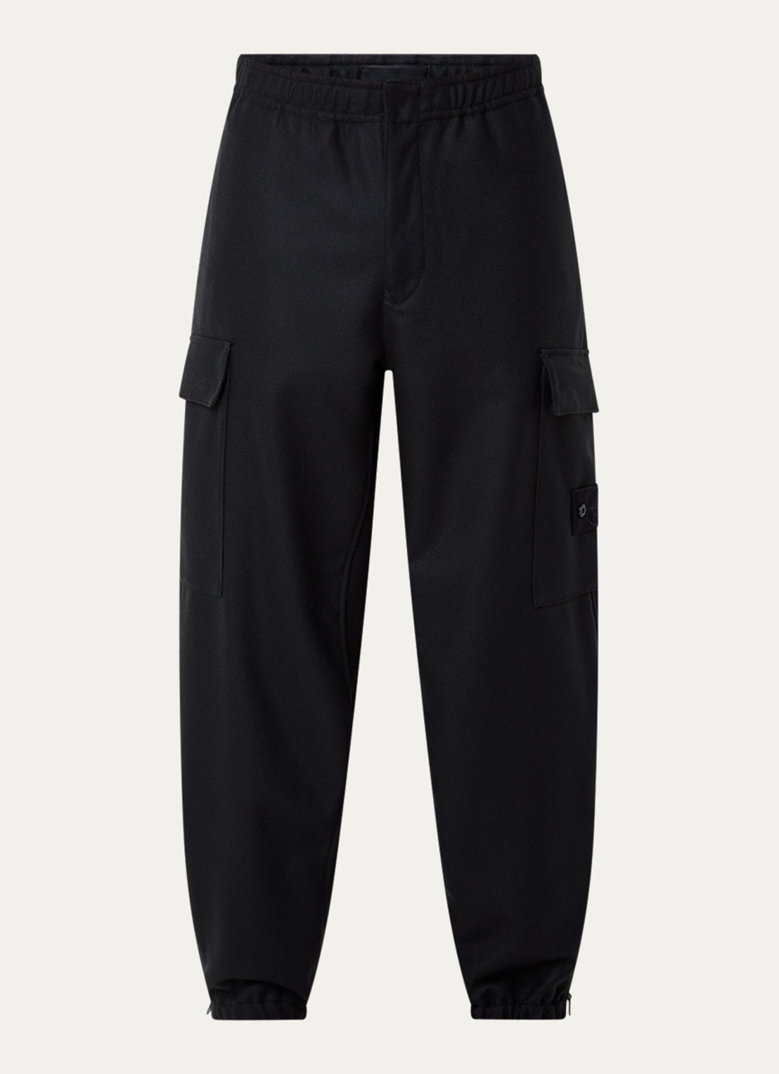 Stone Island S0F24 tapered fit cargobroek in wolblend met logo - voorkant 4 donkerblauw