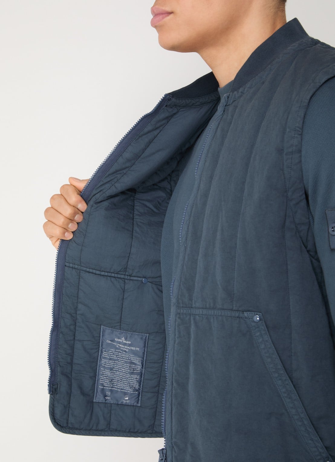 Stone Island S0F34 bodywarmer met quilt patroon - detail 5 indigo