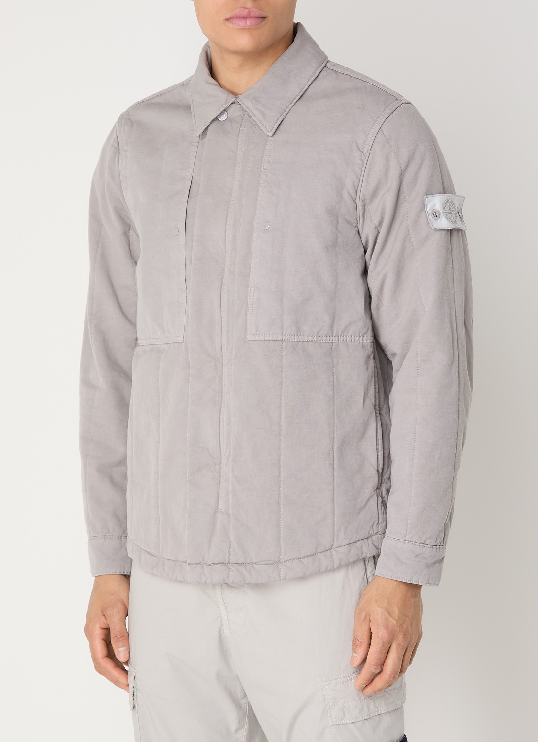 Stone Island S0F34 jack met quilt patroon en logo - detail 3 grijs