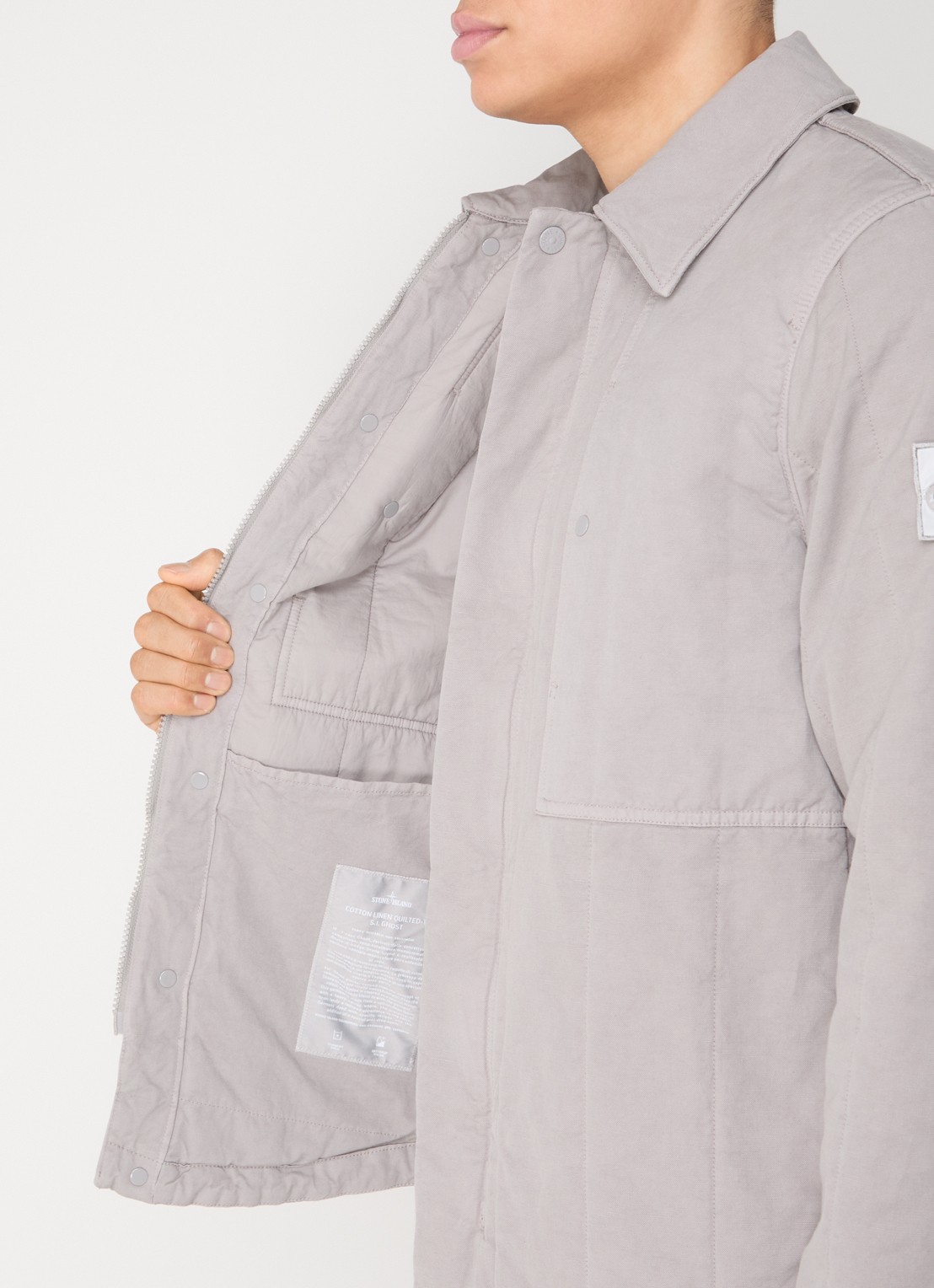 Stone Island S0F34 jack met quilt patroon en logo - detail 4 grijs