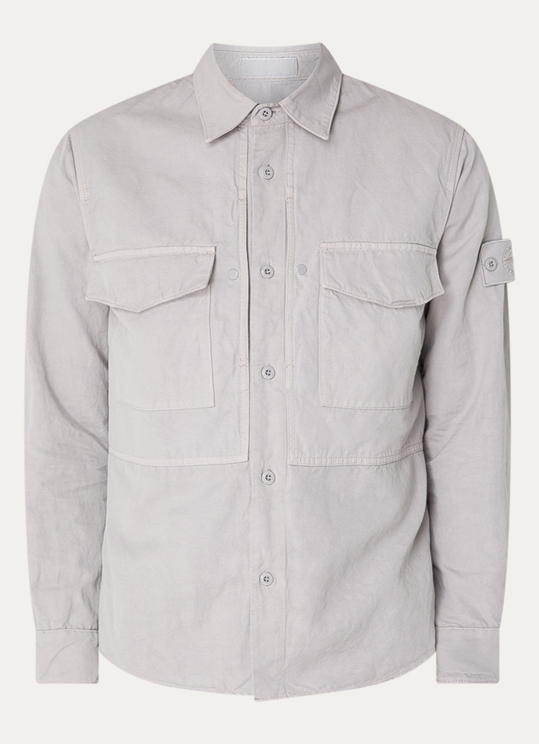 Stone Island S0F36 overshirt met borstzakken en logo - voorkant 4 grijs