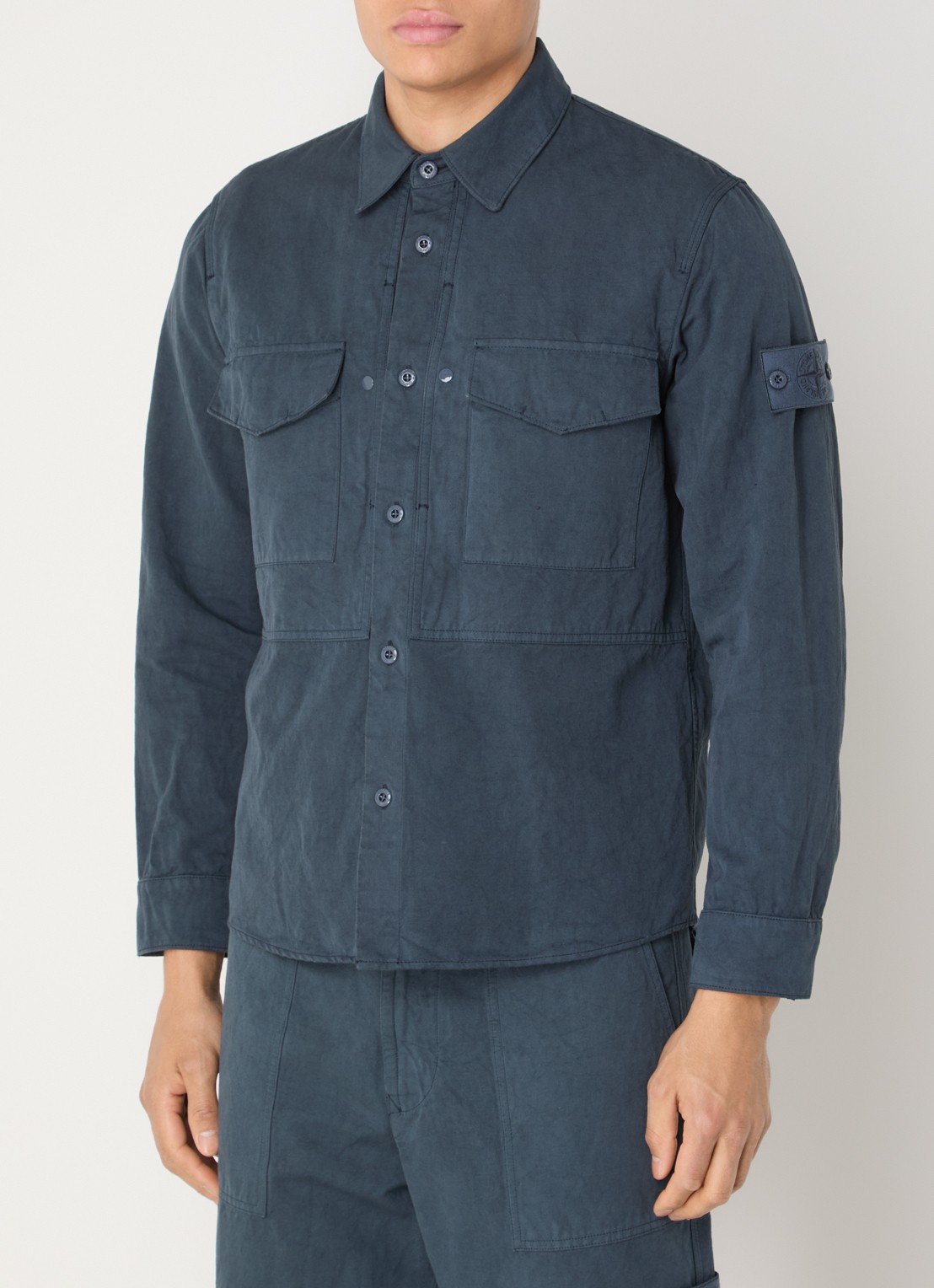 Stone Island S0F36 overshirt met borstzakken en logo - detail 3 indigo