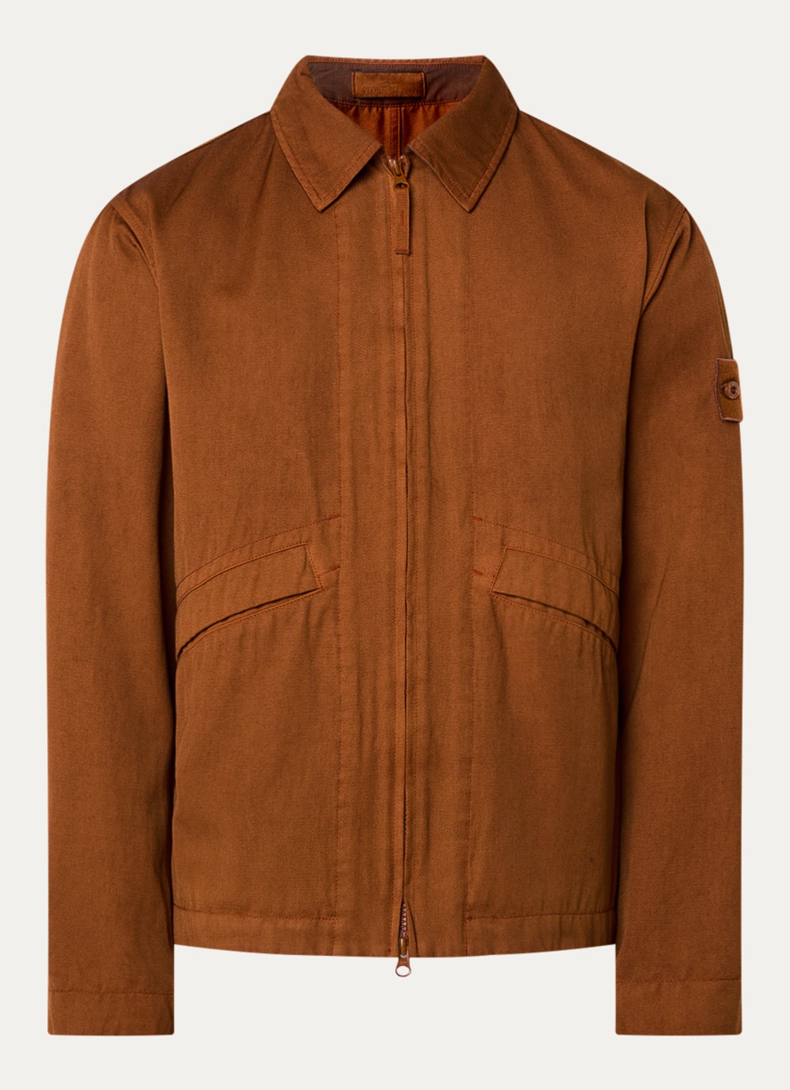 Stone Island S0F50 jack in scheerwolblend met logo - voorkant roodbruin