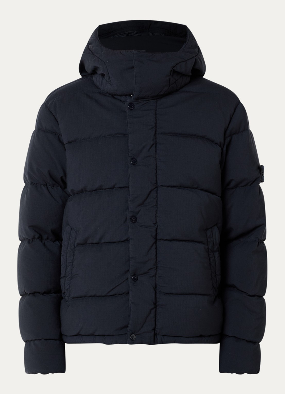 Stone Island S0F52 puffer jack van scheerwol met donsvulling en afneembare capuchon - voorkant 2 donkerblauw