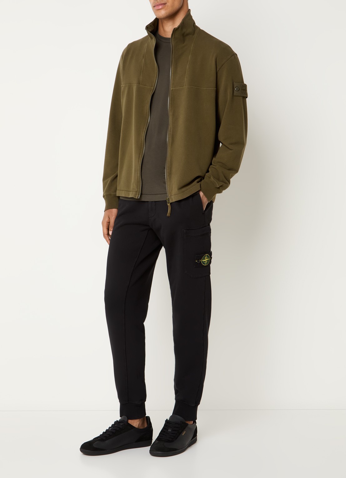 Stone Island S0F53 sweatvest met logo - voorkant 3 mosgroen